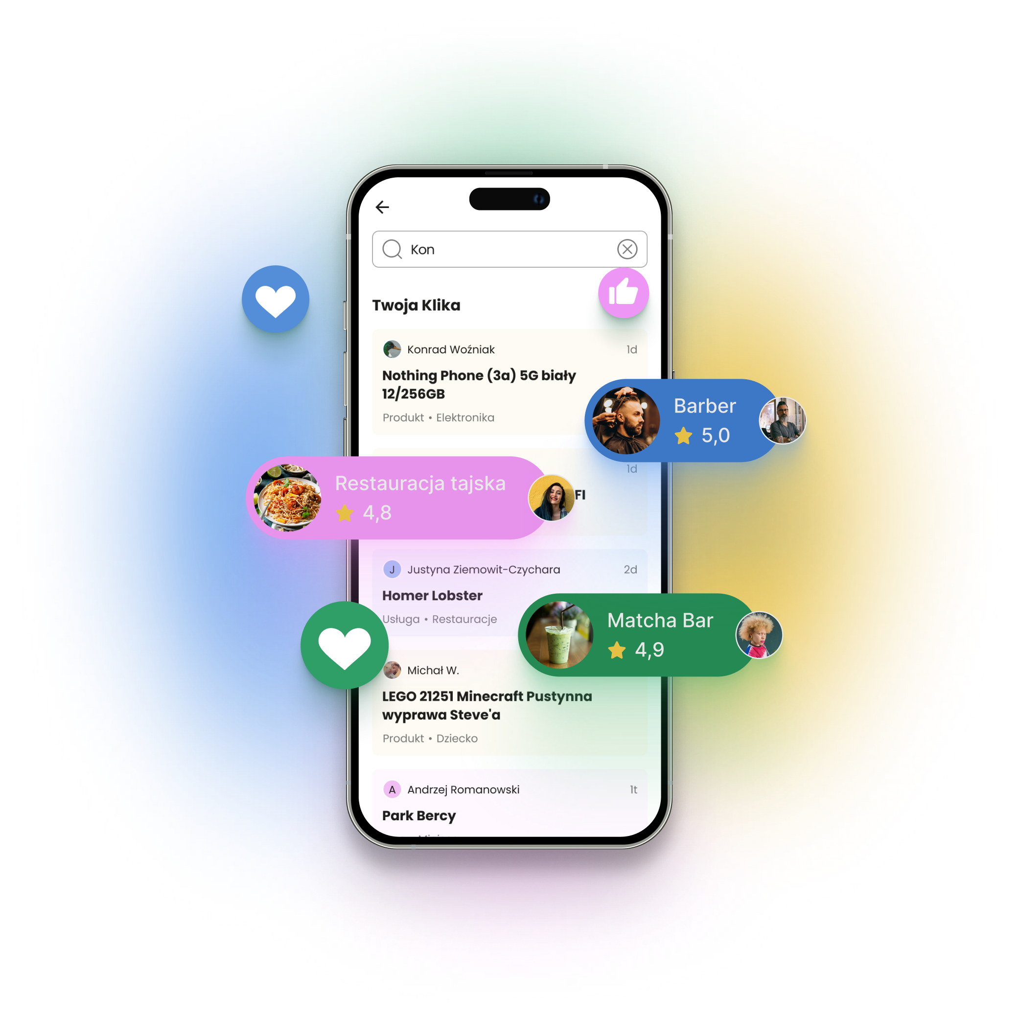 Klika app — mapa z rekomendacjami